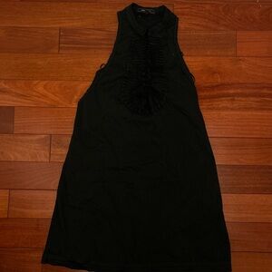 BCBGMaxAzria Black Sleeveless Ruffle-Front Mini Dress